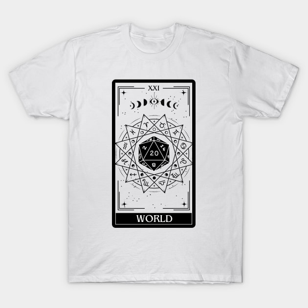 World Tarot Card D&D Nat 20 Dungeons & Dragons T-Shirt Black T-Shirt by JaeSlaysDragons